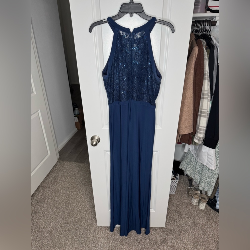 Night Way Collections Navy Sequin Maxi Dress